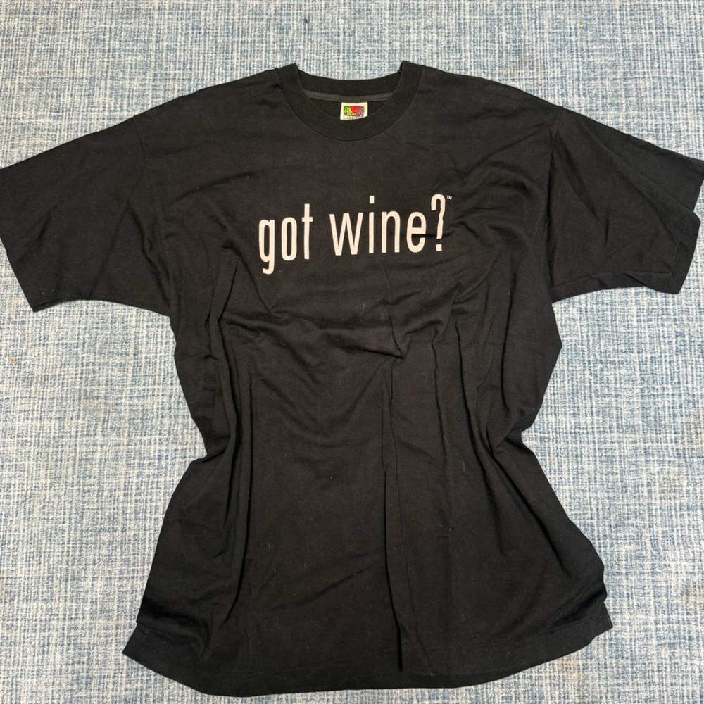 Got Wine? Black & Pink Single Stitch Fruit of the Loom Vintage Tee- Size XL